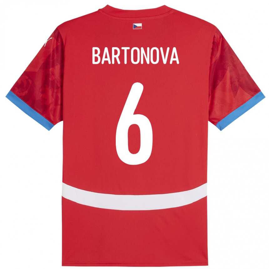 Herren Fußball Tschechien Eva Bartoňová #6 Rot Heimtrikot Trikot 24-26 T-Shirt Luxemburg