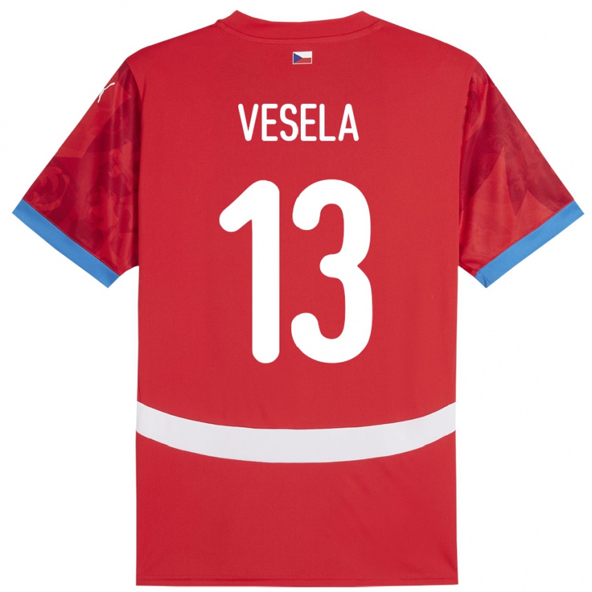 Herren Fußball Tschechien Denisa Veselá #13 Rot Heimtrikot Trikot 24-26 T-Shirt Luxemburg
