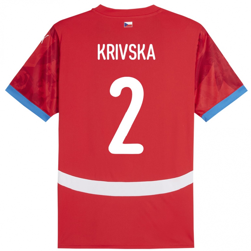 Herren Fußball Tschechien Karolína Křivská #2 Rot Heimtrikot Trikot 24-26 T-Shirt Luxemburg