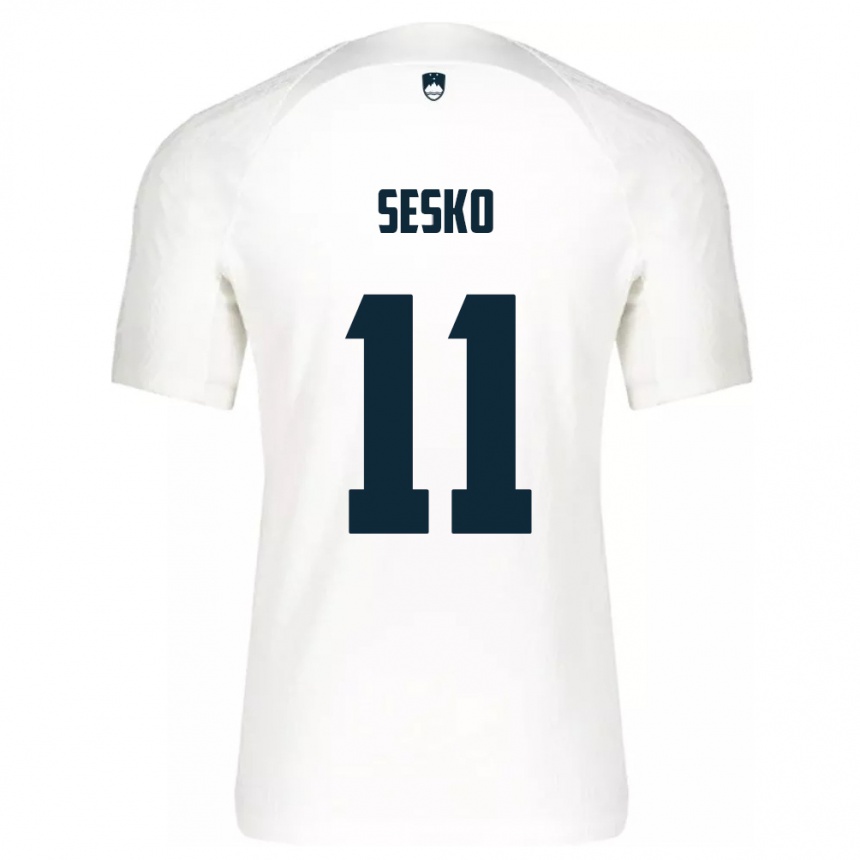 Herren Fußball Slowenien Benjamin Sesko #11 Weiß Heimtrikot Trikot 24-26 T-Shirt Luxemburg