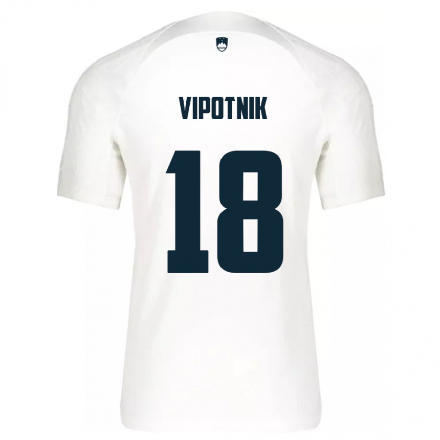 Herren Fußball Slowenien Zan Vipotnik #18 Weiß Heimtrikot Trikot 24-26 T-Shirt Luxemburg