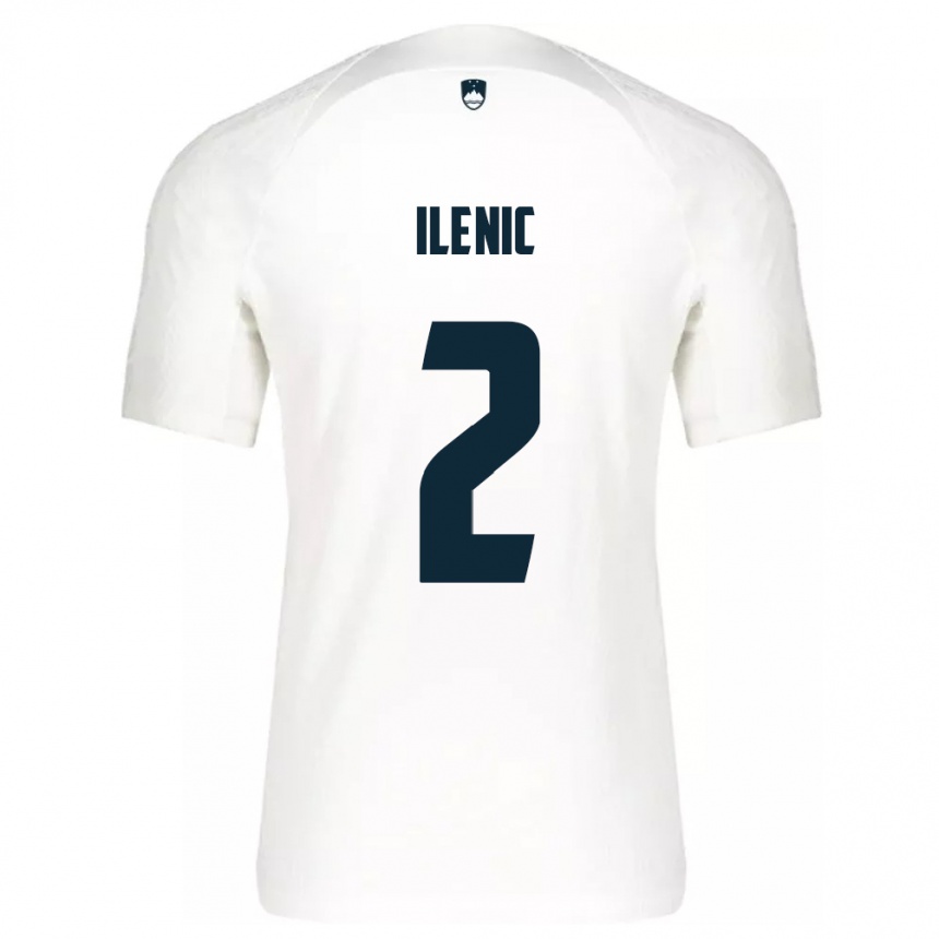 Herren Fußball Slowenien Mitja Ilenic #2 Weiß Heimtrikot Trikot 24-26 T-Shirt Luxemburg