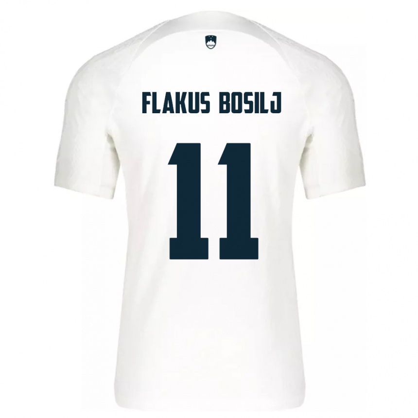 Herren Fußball Slowenien David Flakus Bosilj #11 Weiß Heimtrikot Trikot 24-26 T-Shirt Luxemburg