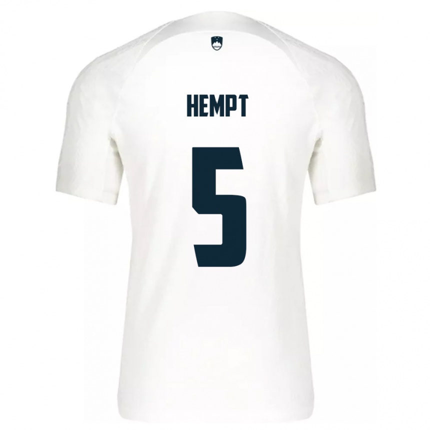 Herren Fußball Slowenien Lukas Hempt #5 Weiß Heimtrikot Trikot 24-26 T-Shirt Luxemburg