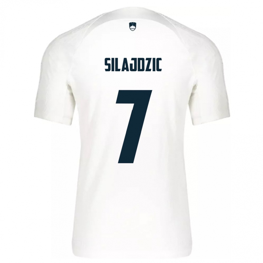 Herren Fußball Slowenien Riad Silajdzic #7 Weiß Heimtrikot Trikot 24-26 T-Shirt Luxemburg