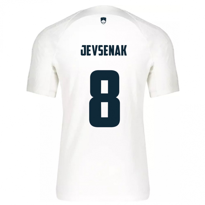 Herren Fußball Slowenien Florjan Jevsenak #8 Weiß Heimtrikot Trikot 24-26 T-Shirt Luxemburg