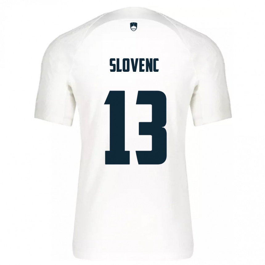 Herren Fußball Slowenien Nejc Slovenc #13 Weiß Heimtrikot Trikot 24-26 T-Shirt Luxemburg