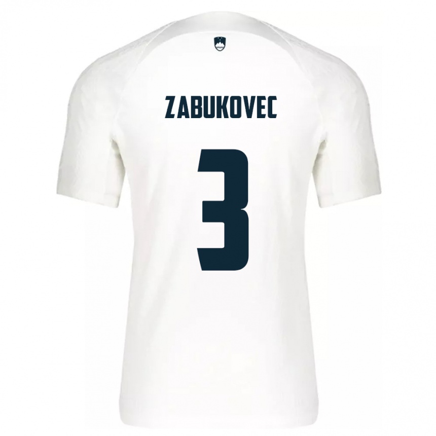 Herren Fußball Slowenien Anze Zabukovec #3 Weiß Heimtrikot Trikot 24-26 T-Shirt Luxemburg