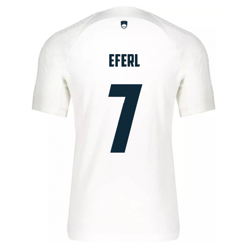 Herren Fußball Slowenien Anja Eferl #7 Weiß Heimtrikot Trikot 24-26 T-Shirt Luxemburg