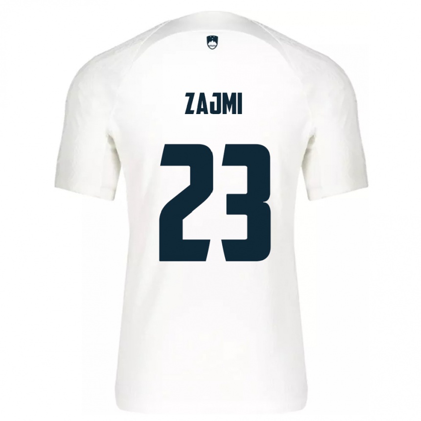 Herren Fußball Slowenien Luana Zajmi #23 Weiß Heimtrikot Trikot 24-26 T-Shirt Luxemburg