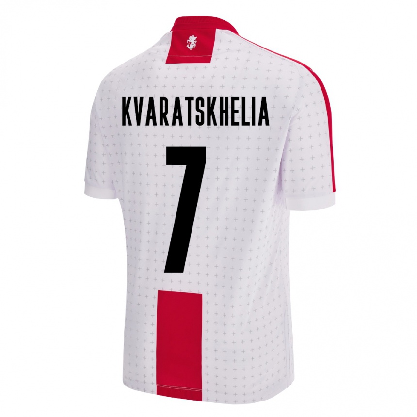 Herren Fußball Georgien Khvicha Kvaratskhelia #7 Weiß Heimtrikot Trikot 24-26 T-Shirt Luxemburg