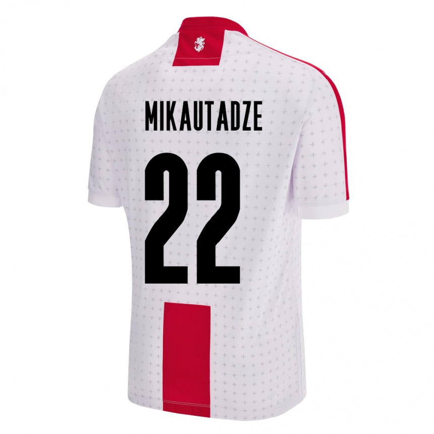 Herren Fußball Georgien Georges Mikautadze #22 Weiß Heimtrikot Trikot 24-26 T-Shirt Luxemburg