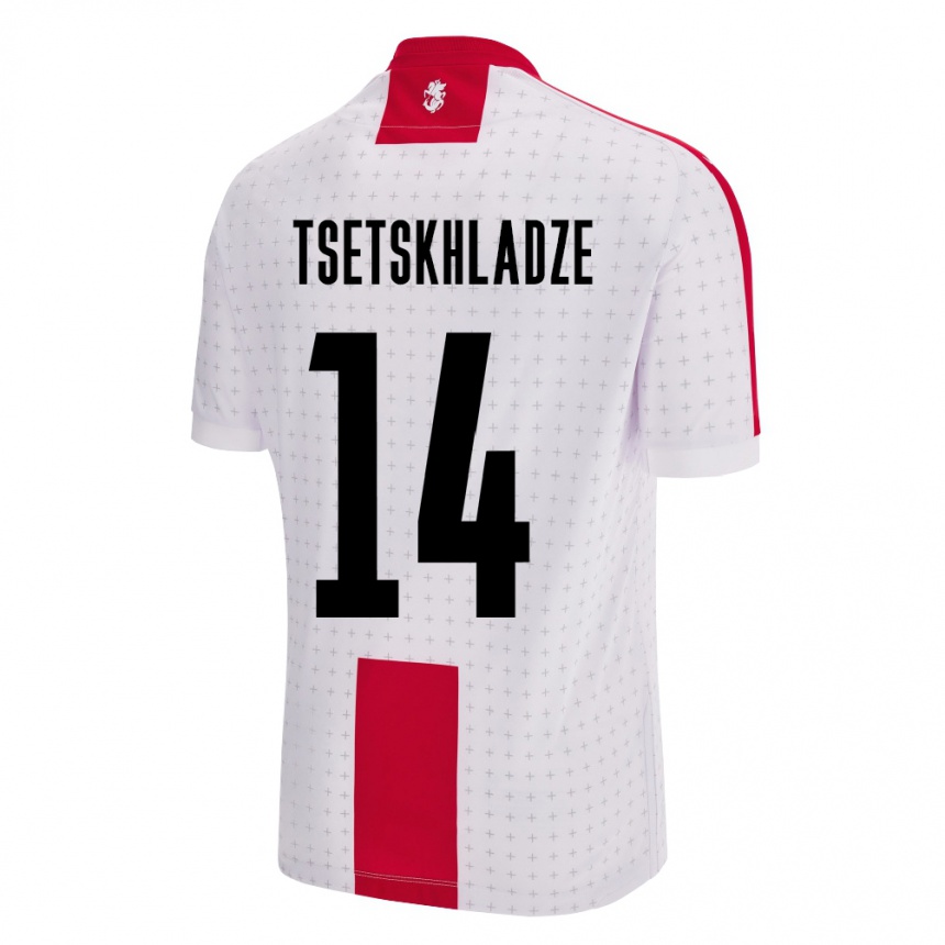 Herren Fußball Georgien Nikoloz Tsetskhladze #14 Weiß Heimtrikot Trikot 24-26 T-Shirt Luxemburg