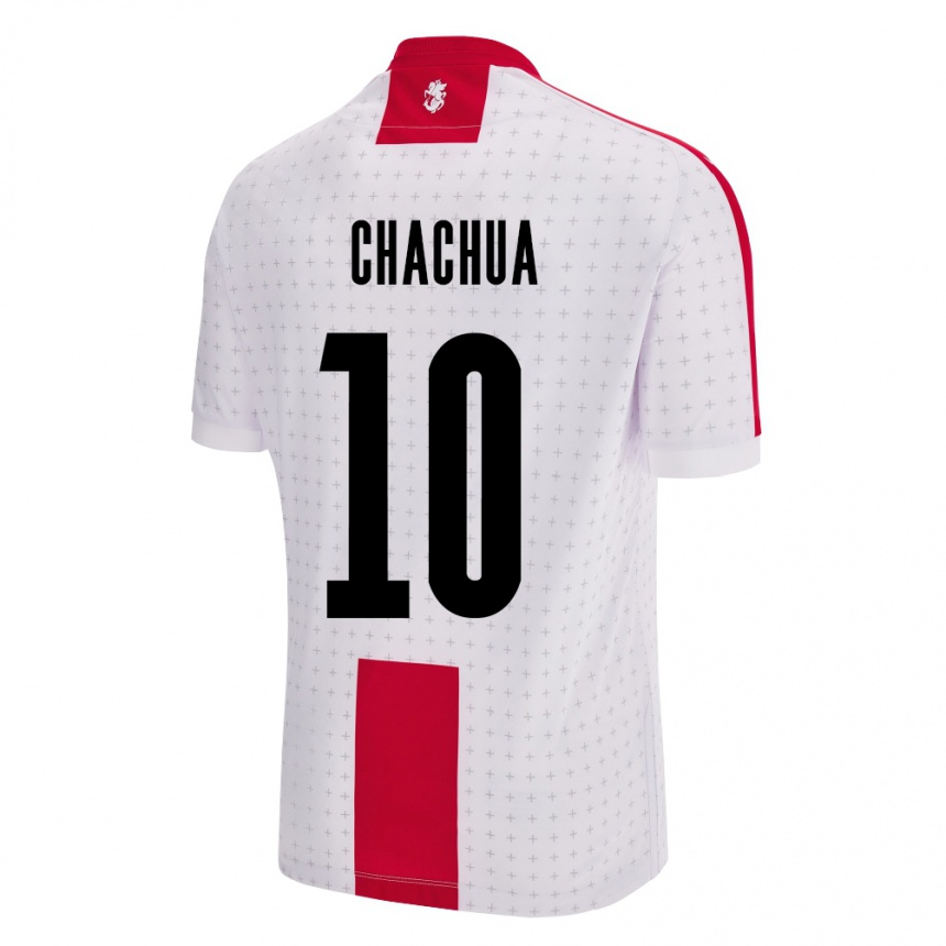 Herren Fußball Georgien Giorgi Chachua #10 Weiß Heimtrikot Trikot 24-26 T-Shirt Luxemburg
