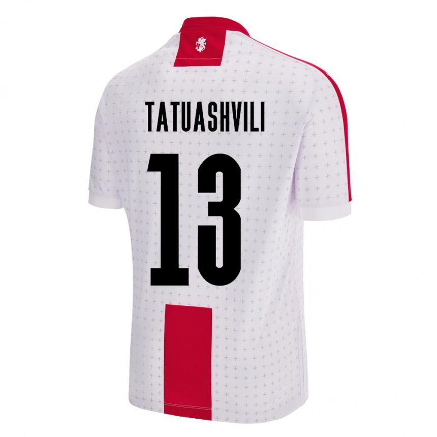 Herren Fußball Georgien Tamar Tatuashvili #13 Weiß Heimtrikot Trikot 24-26 T-Shirt Luxemburg