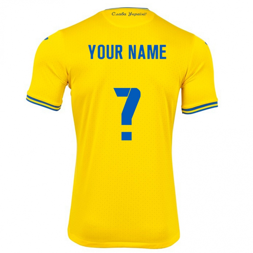 Herren Fußball Ukraine Ihren Namen #0 Gelb Heimtrikot Trikot 24-26 T-Shirt Luxemburg