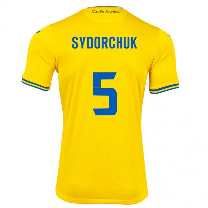 Herren Fußball Ukraine Sergiy Sydorchuk #5 Gelb Heimtrikot Trikot 24-26 T-Shirt Luxemburg