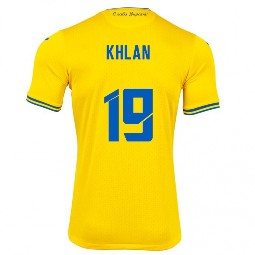 Herren Fußball Ukraine Maksym Khlan #19 Gelb Heimtrikot Trikot 24-26 T-Shirt Luxemburg