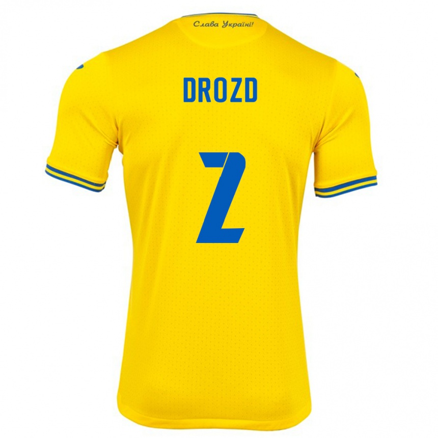 Herren Fußball Ukraine Anton Drozd #2 Gelb Heimtrikot Trikot 24-26 T-Shirt Luxemburg