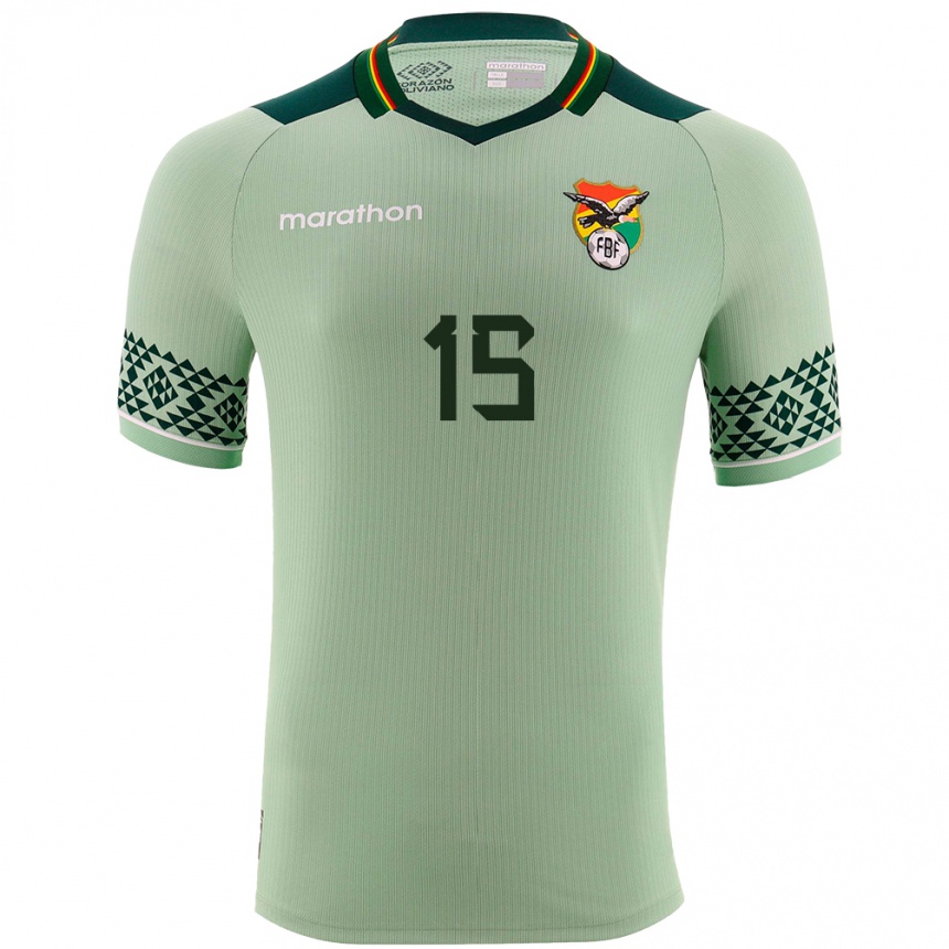 Herren Fußball Bolivien Aidé Mendiola #15 Hellgrün Heimtrikot Trikot 24-26 T-Shirt Luxemburg