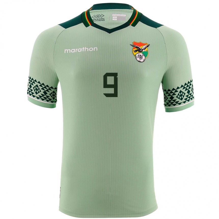 Herren Fußball Bolivien Cesar Menacho #9 Hellgrün Heimtrikot Trikot 24-26 T-Shirt Luxemburg