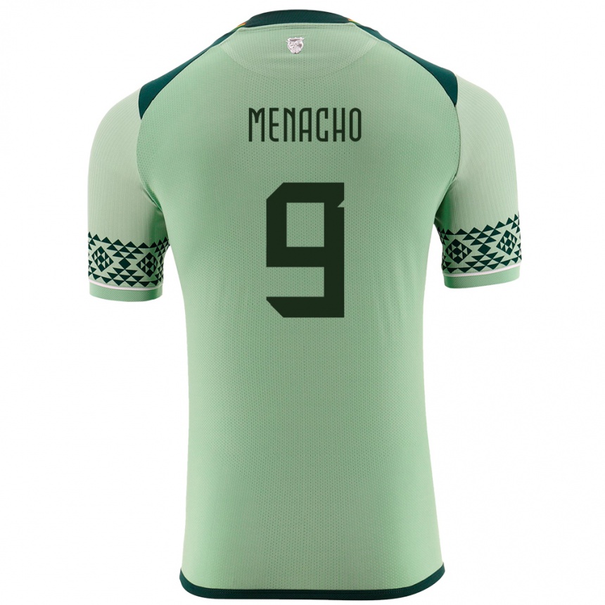 Herren Fußball Bolivien Cesar Menacho #9 Hellgrün Heimtrikot Trikot 24-26 T-Shirt Luxemburg