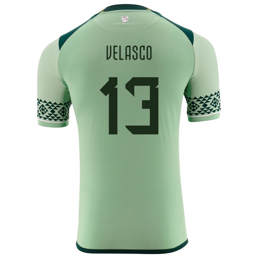 Herren Fußball Bolivien Jhon Velasco #13 Hellgrün Heimtrikot Trikot 24-26 T-Shirt Luxemburg