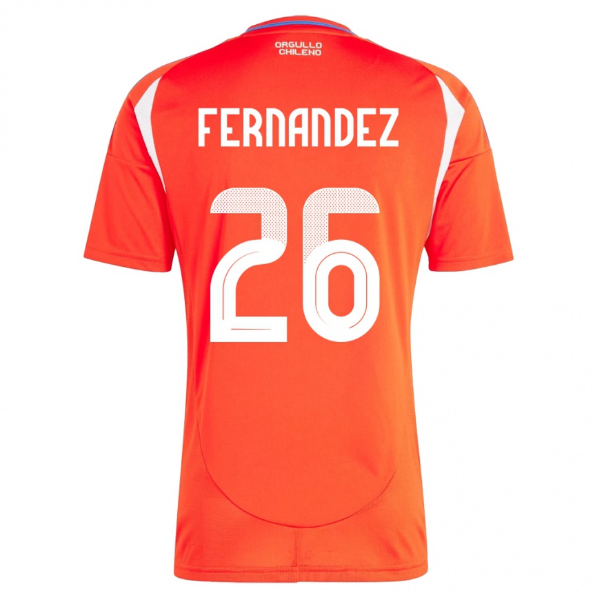 Herren Fußball Chile Nicolás Fernández #26 Rot Heimtrikot Trikot 24-26 T-Shirt Luxemburg