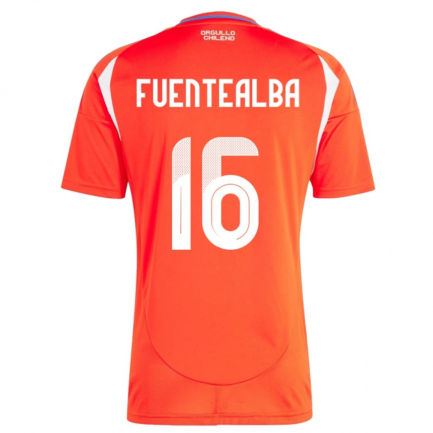 Herren Fußball Chile Jeison Fuentealba #16 Rot Heimtrikot Trikot 24-26 T-Shirt Luxemburg