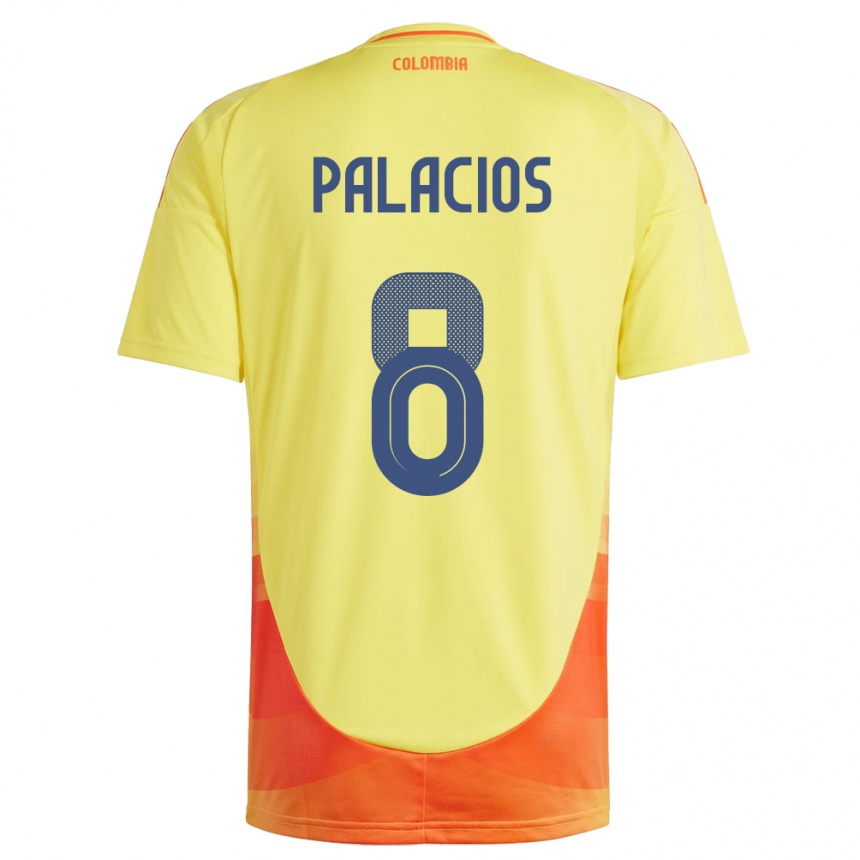Herren Fußball Kolumbien Brahian Palacios #8 Gelb Heimtrikot Trikot 24-26 T-Shirt Luxemburg