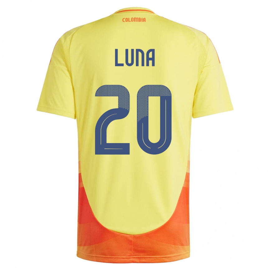 Herren Fußball Kolumbien Daniel Luna #20 Gelb Heimtrikot Trikot 24-26 T-Shirt Luxemburg