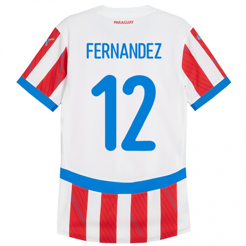 Herren Fußball Paraguay Gatito Fernández #12 Weiß Rot Heimtrikot Trikot 24-26 T-Shirt Luxemburg