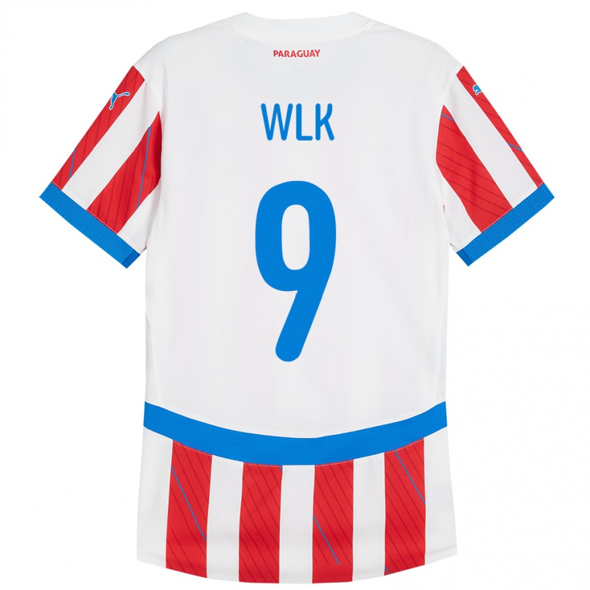 Herren Fußball Paraguay Allan Wlk #9 Weiß Rot Heimtrikot Trikot 24-26 T-Shirt Luxemburg