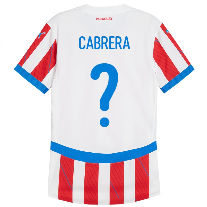 Herren Fußball Paraguay Ivan Cabrera #0 Weiß Rot Heimtrikot Trikot 24-26 T-Shirt Luxemburg