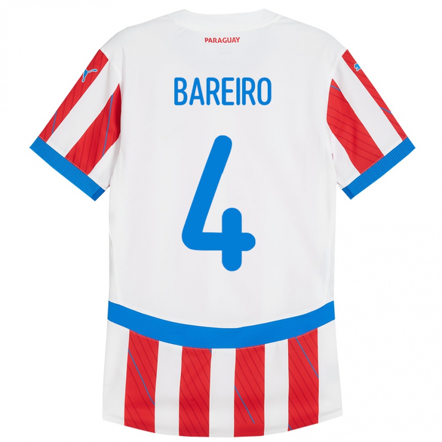 Herren Fußball Paraguay Daysy Bareiro #4 Weiß Rot Heimtrikot Trikot 24-26 T-Shirt Luxemburg