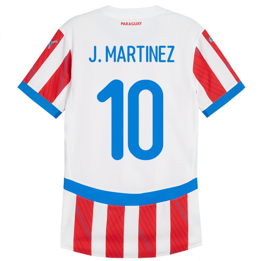 Herren Fußball Paraguay Jessica Martínez #10 Weiß Rot Heimtrikot Trikot 24-26 T-Shirt Luxemburg