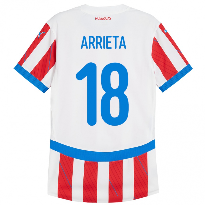 Herren Fußball Paraguay Camila Arrieta #18 Weiß Rot Heimtrikot Trikot 24-26 T-Shirt Luxemburg