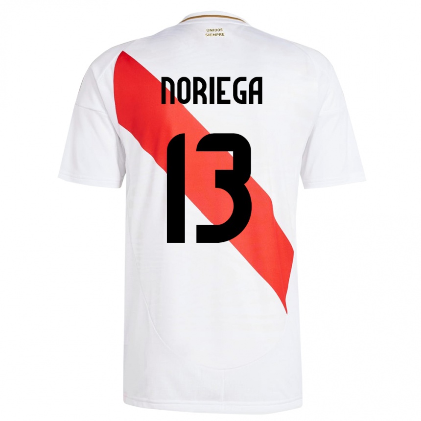 Herren Fußball Peru Erick Noriega #13 Weiß Heimtrikot Trikot 24-26 T-Shirt Luxemburg