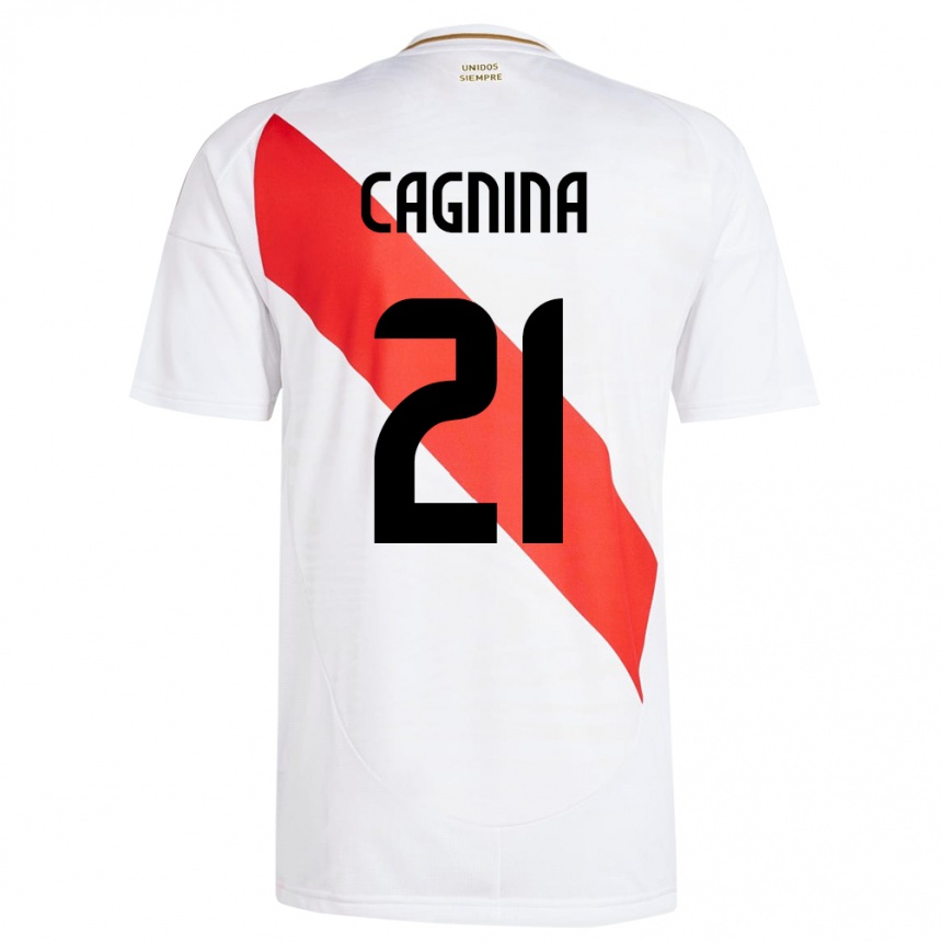 Herren Fußball Peru Grace Cagnina #21 Weiß Heimtrikot Trikot 24-26 T-Shirt Luxemburg