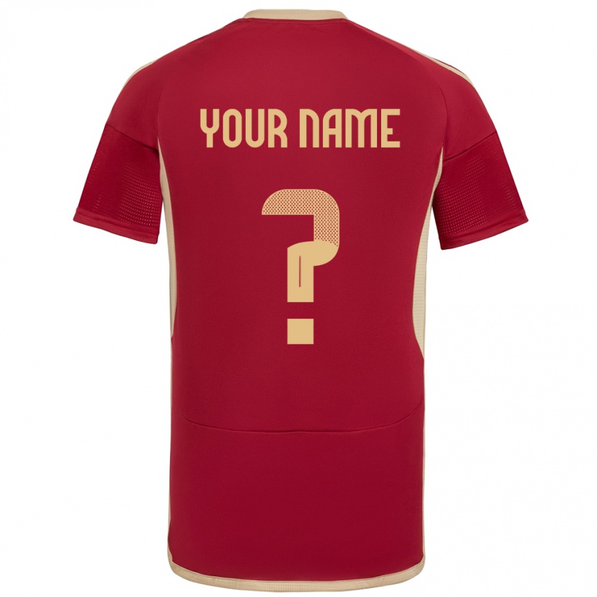 Herren Fußball Venezuela Ihren Namen #0 Burgund Heimtrikot Trikot 24-26 T-Shirt Luxemburg