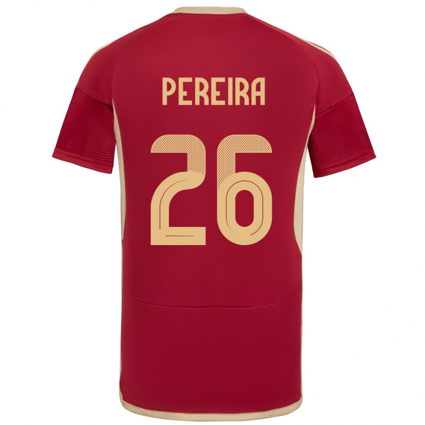 Herren Fußball Venezuela Daniel Pereira #26 Burgund Heimtrikot Trikot 24-26 T-Shirt Luxemburg
