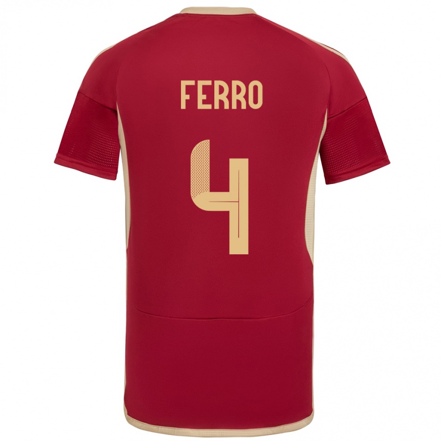 Herren Fußball Venezuela Andrés Ferro #4 Burgund Heimtrikot Trikot 24-26 T-Shirt Luxemburg