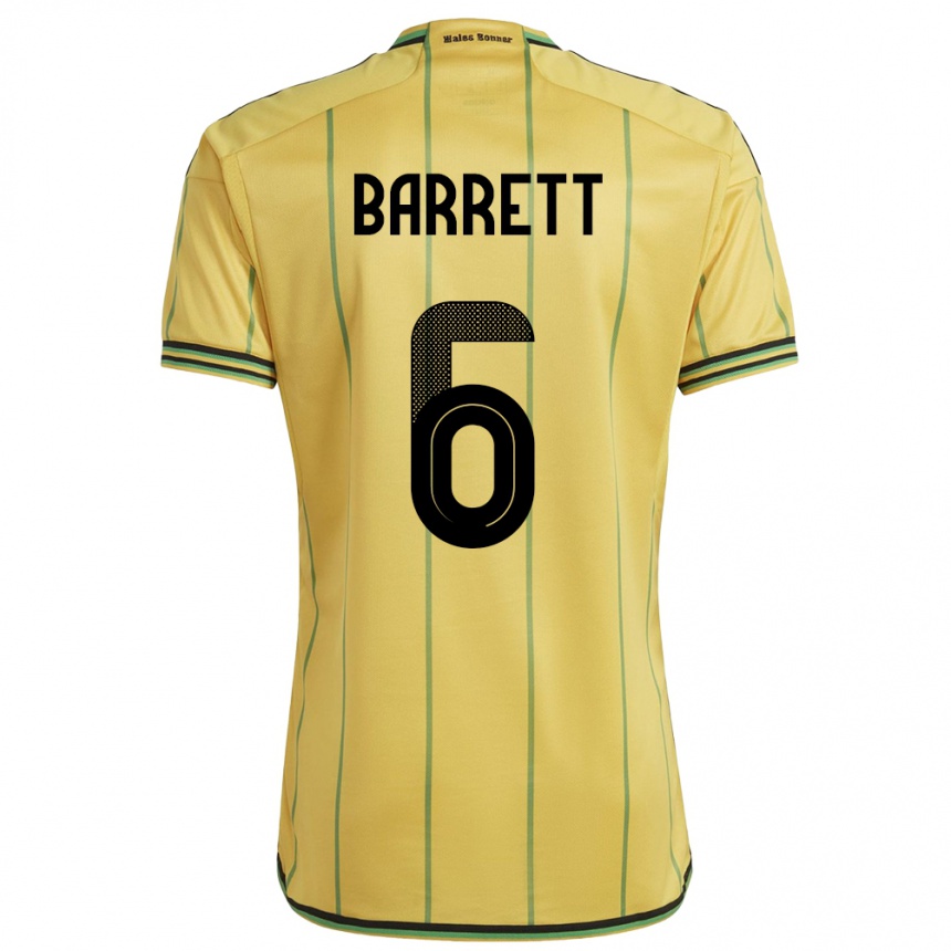 Herren Fußball Jamaika Ronaldo Barrett #6 Gelb Heimtrikot Trikot 24-26 T-Shirt Luxemburg