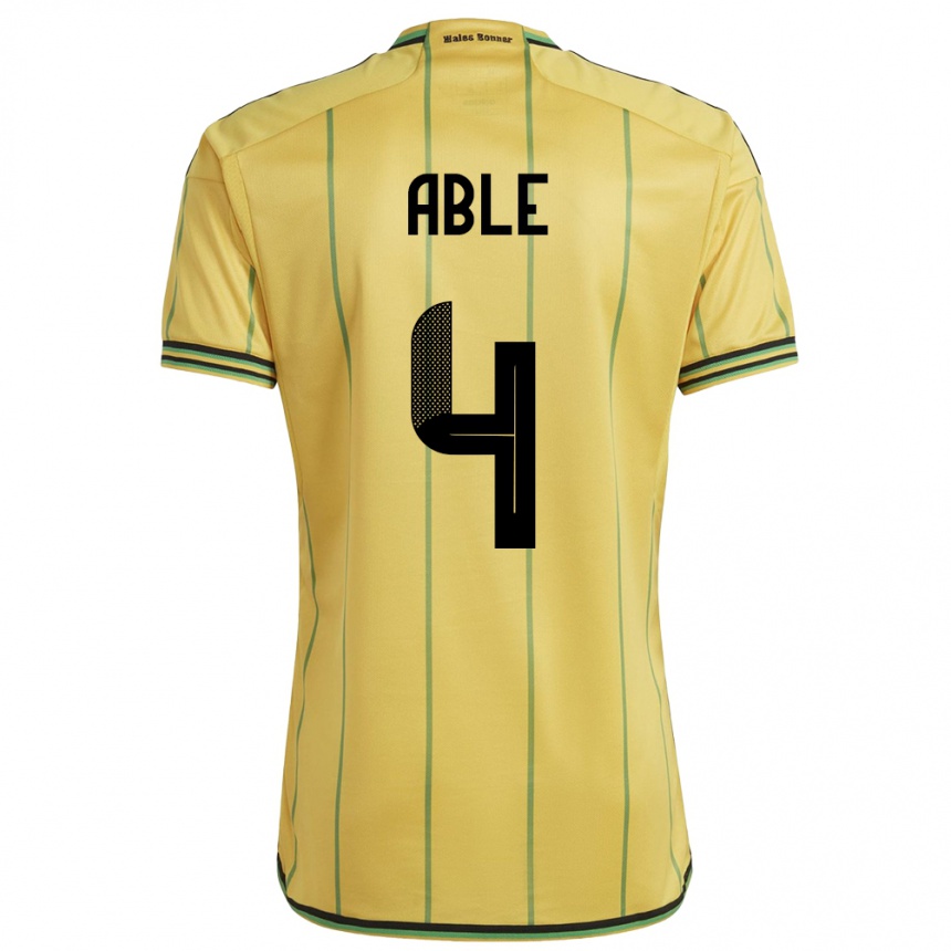 Herren Fußball Jamaika Nevillegail Able #4 Gelb Heimtrikot Trikot 24-26 T-Shirt Luxemburg