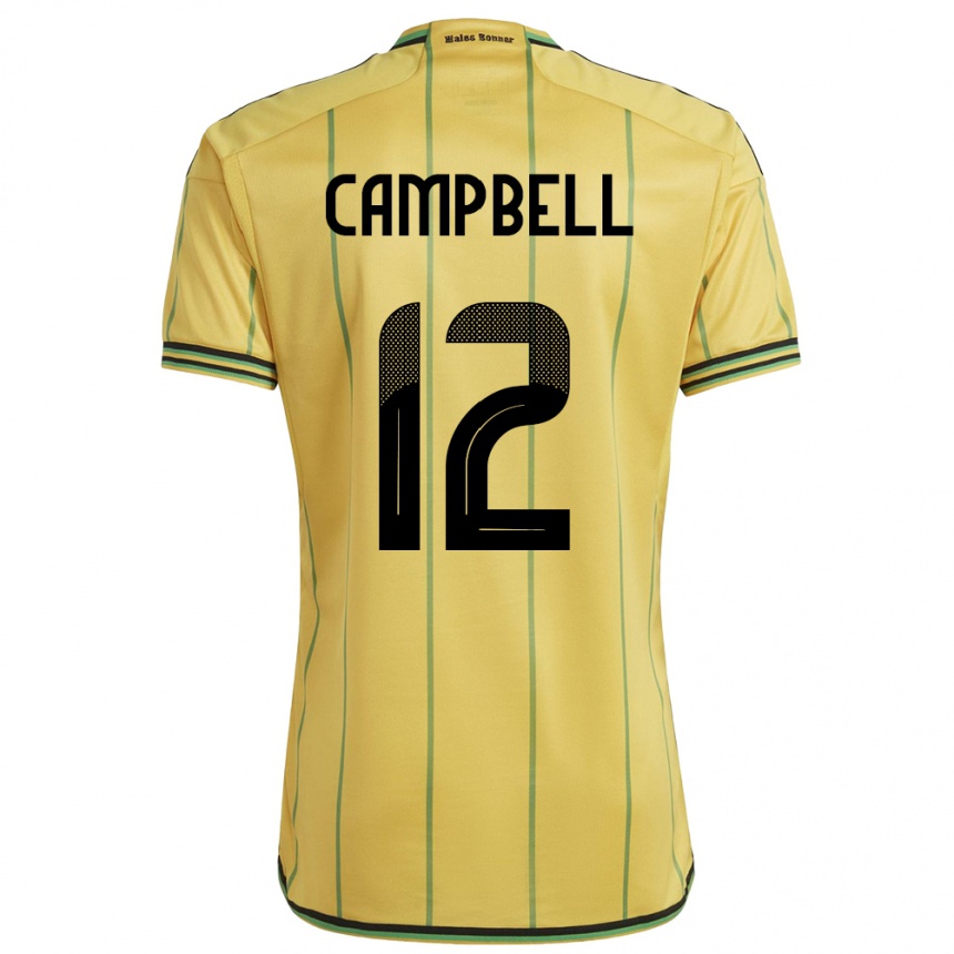 Herren Fußball Jamaika Sashana Campbell #12 Gelb Heimtrikot Trikot 24-26 T-Shirt Luxemburg