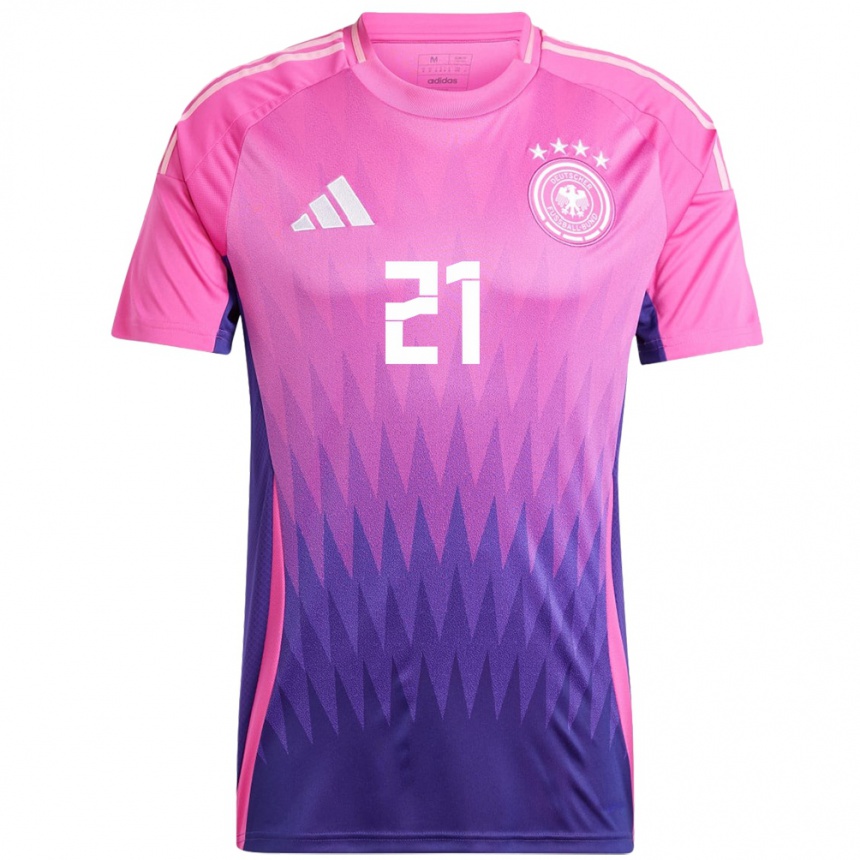 Herren Fußball Deutschland Ilkay Gundogan #21 Pink Lila Auswärtstrikot Trikot 24-26 T-Shirt Luxemburg