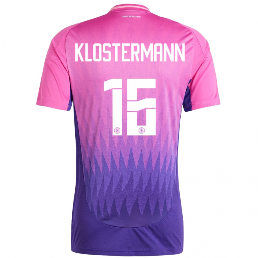 Herren Fußball Deutschland Lukas Klostermann #16 Pink Lila Auswärtstrikot Trikot 24-26 T-Shirt Luxemburg