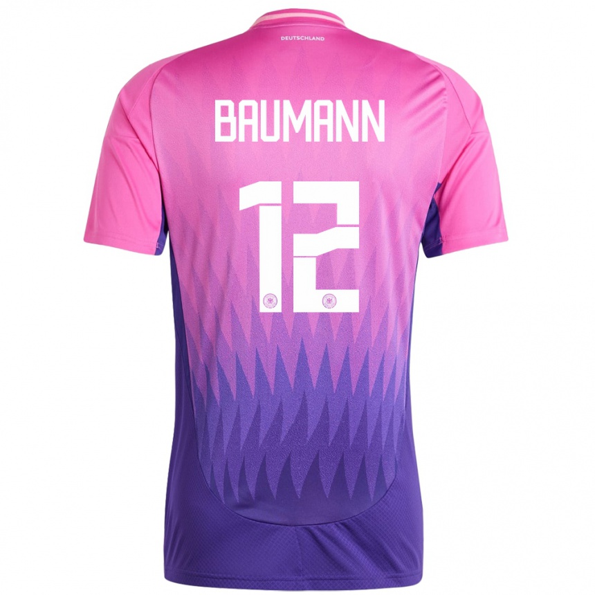 Herren Fußball Deutschland Oliver Baumann #12 Pink Lila Auswärtstrikot Trikot 24-26 T-Shirt Luxemburg