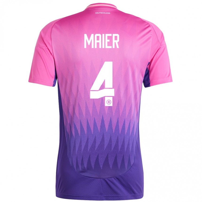 Herren Fußball Deutschland Leonie Maier #4 Pink Lila Auswärtstrikot Trikot 24-26 T-Shirt Luxemburg