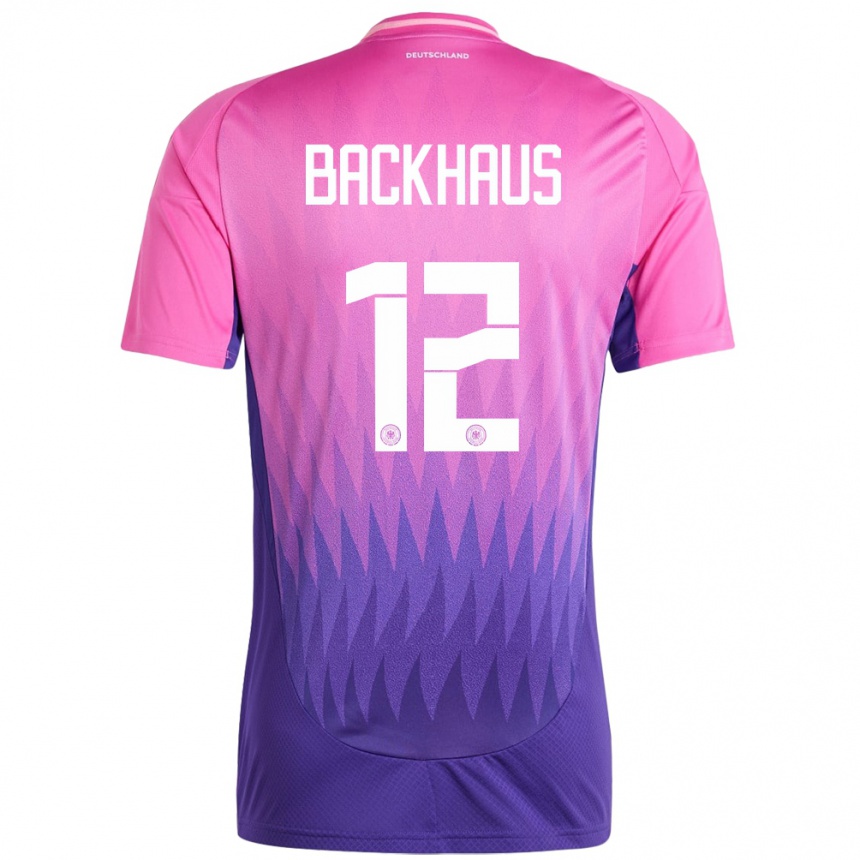 Herren Fußball Deutschland Mio Backhaus #12 Pink Lila Auswärtstrikot Trikot 24-26 T-Shirt Luxemburg